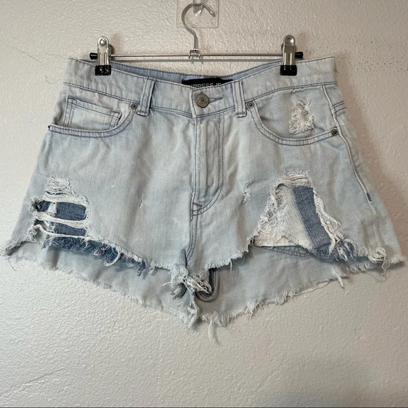 Express Pants - Express Jean Shorts Distressed Exposed Pockets​​​